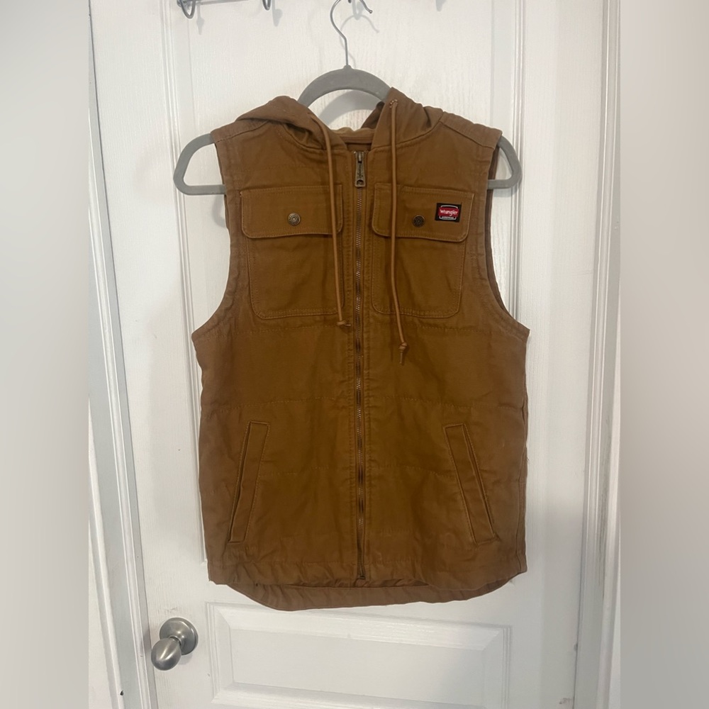 Wrangler Workwear Men's Work Vest with Hood, Size: S/CH (34-36) Brown